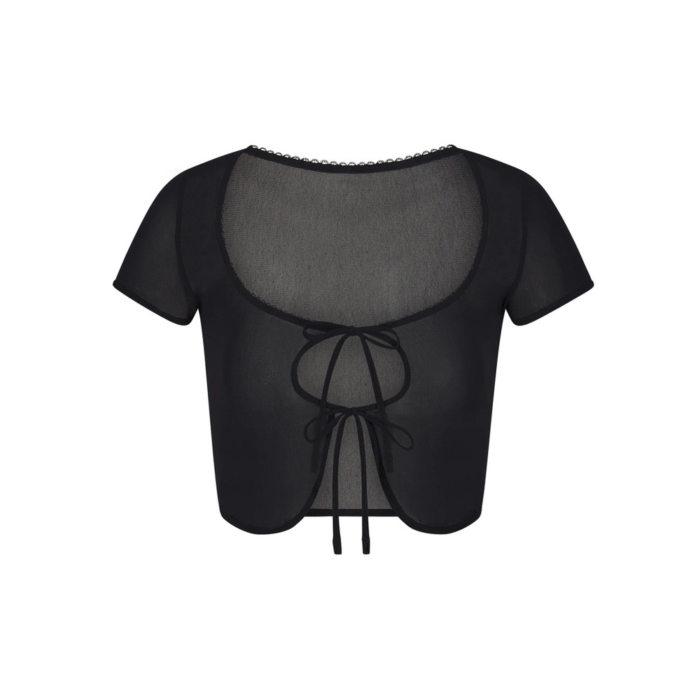 SKIMS Summer Mesh Lace Super Cropped Top Onyx